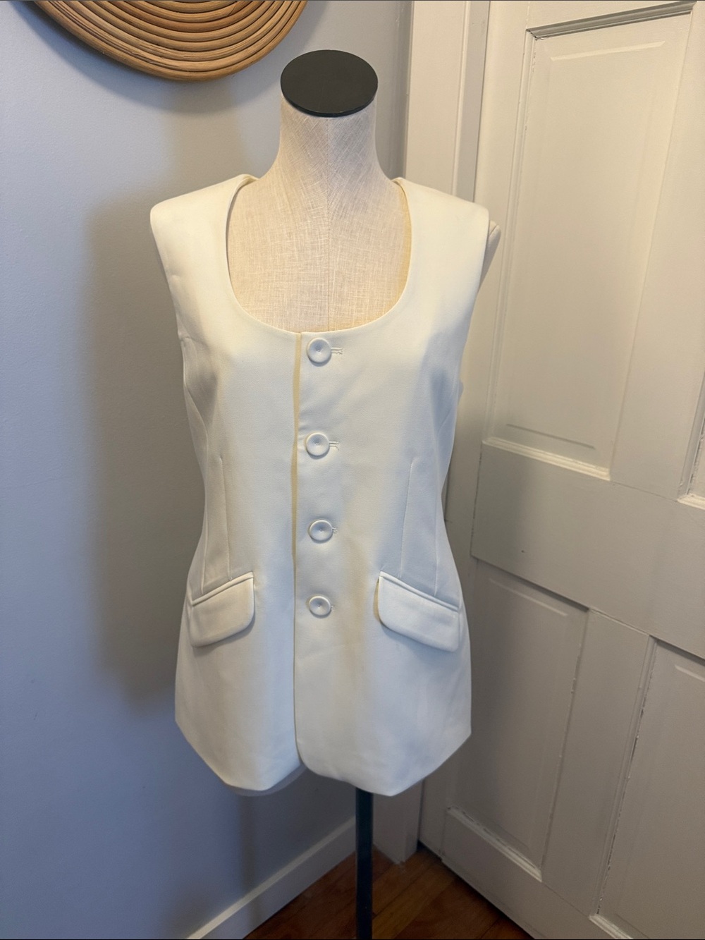 Favorite Daughter Cream Sleeveless Button-Front Vest